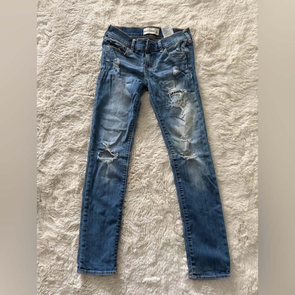 abercrombie Kids Blue Distressed Skinny Jeans sz 10